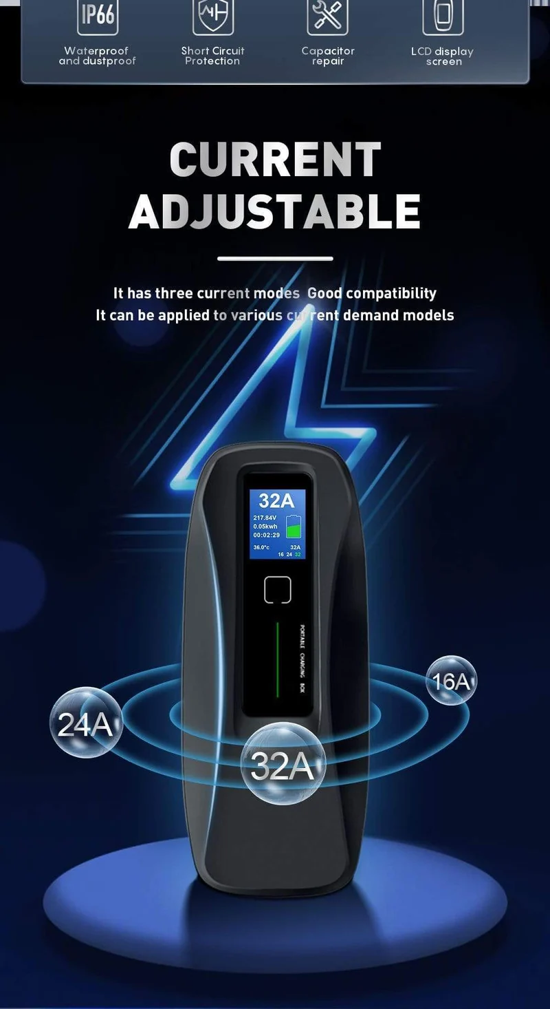 Typ2 EV-Ladegerät, Stufe 16/24/32 A, tragbares Elektrofahrzeug, CEE-Stecker, 220 V–240 V, EVSE-Autoladekabel, IEC 62196-2, 6 m