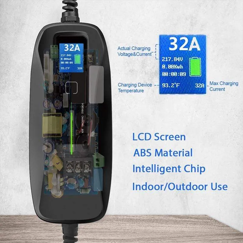 Typ2 EV-Ladegerät, Stufe 16/24/32 A, tragbares Elektrofahrzeug, CEE-Stecker, 220 V–240 V, EVSE-Autoladekabel, IEC 62196-2, 6 m