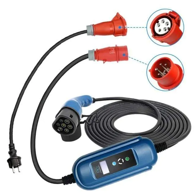 Wallbox 16A 3Phase Level 2 AC Ev Ladegerät 11kw Evse Ladegerät Tragbares Ladegerät Elektrofahrzeug Autoladegerät Typ 2 IEC62196 Typ 1