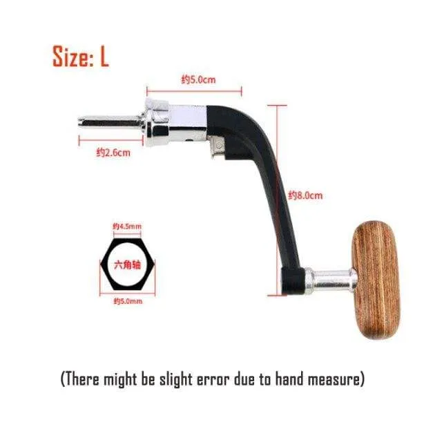 Vollmetall-Griff für Spinnangelrolle mit Holzknopf + kostenloser Schraube für See-, Fluss- und Felsköder, Ersatzteil für Angelgerät 500-7000