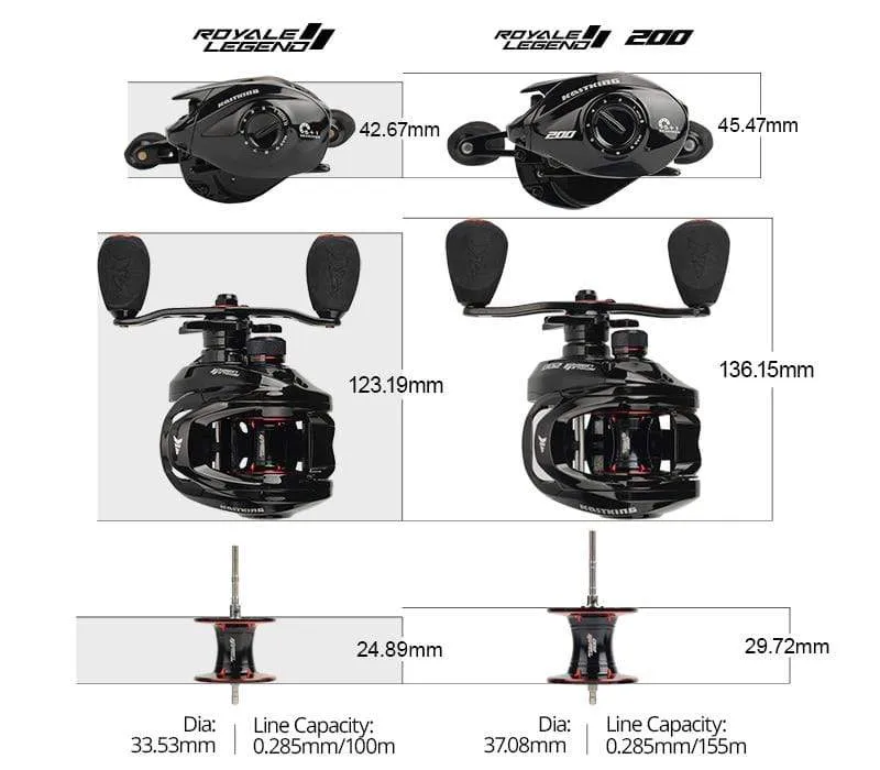 Royale Legend II & GT Baitcastingrolle 7.2:1 5.4:1 Übersetzungsverhältnis Rolle Süßwasser Aluminiumspule 8 KG Drag Angelspule
