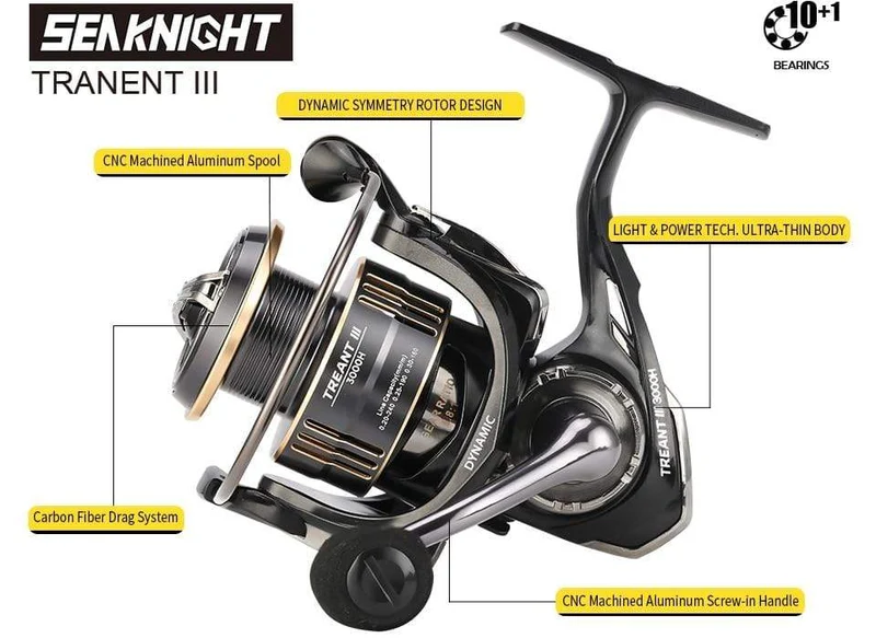 TREANT III Serie 5.0:1 5.8:1 Angelrolle 1000-6000 MAX Drag 28lb Spinnrolle zum Angeln Doppellagersystem