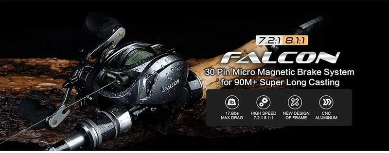 SeaKnight Marke FALCON/FALCAN2 Serie Baitcasting Angelrolle 7.2:1 8.1:1 Ultra-Linght 190g MAX Drag Power 18LB Lange Casting