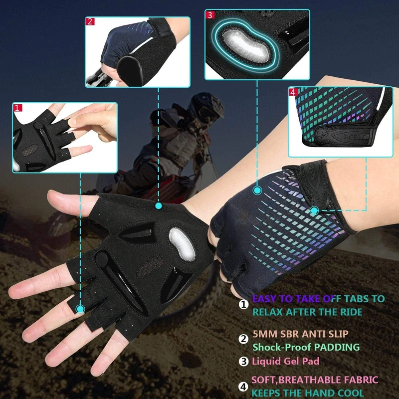 Fahrradhandschuhe Gel Stoßfeste MTB Rennradhandschuhe Atmungsaktive, langlebige Fahrradhandschuhe Rutschfeste Fahrradhandschuhe für Männer und Frauen