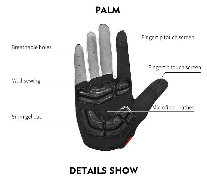 Fahrradhandschuhe mit Gelpolster, Vollfinger, Rennrad, Outdoor-Sport, Skihandschuhe, Herren und Damen, Rennsport, Klettern, MTB-Fahrradhandschuhe