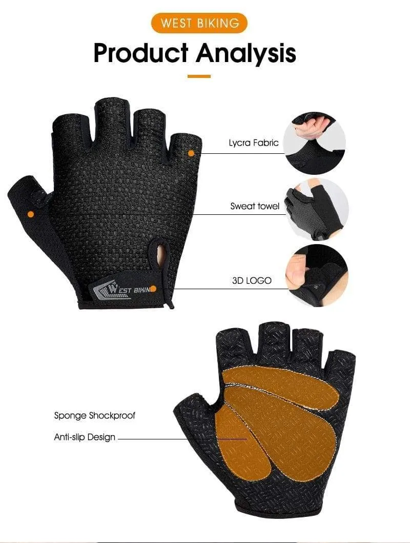 Fahrradhandschuhe, Halbfinger-Gelpolster, atmungsaktiv, schweißabweisend, waschbar, Outdoor-Sport, MTB-Handschuhe, rutschfest, ein Paar Fahrradhandschuhe