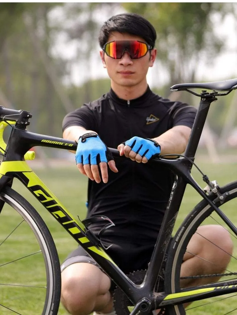 Fahrradhandschuhe, Halbfinger-Gelpolster, atmungsaktiv, schweißabweisend, waschbar, Outdoor-Sport, MTB-Handschuhe, rutschfest, ein Paar Fahrradhandschuhe