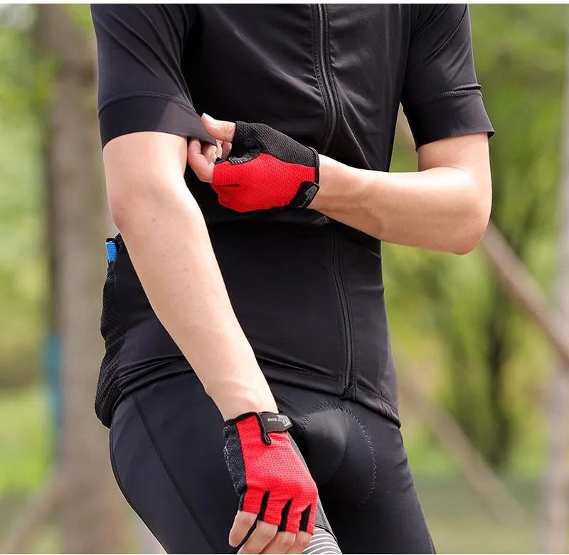 Fahrradhandschuhe, Halbfinger-Gelpolster, atmungsaktiv, schweißabweisend, waschbar, Outdoor-Sport, MTB-Handschuhe, rutschfest, ein Paar Fahrradhandschuhe