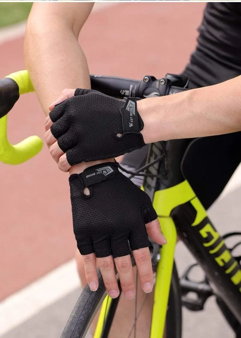 Fahrradhandschuhe, Halbfinger-Gelpolster, atmungsaktiv, schweißabweisend, waschbar, Outdoor-Sport, MTB-Handschuhe, rutschfest, ein Paar Fahrradhandschuhe