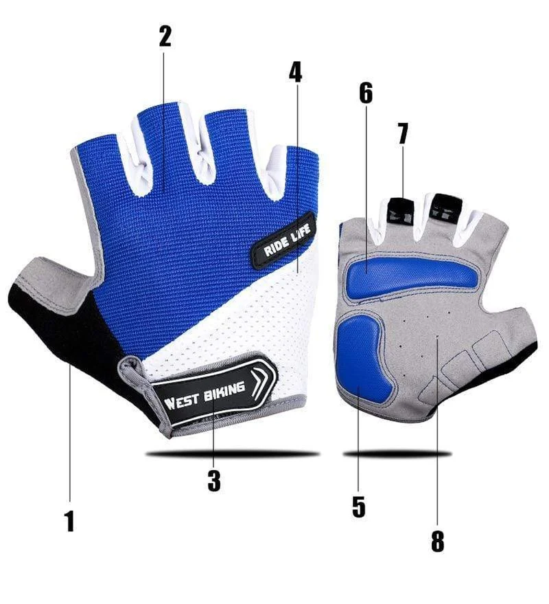 Fahrradhandschuhe, Halbfinger-Gelpolster, atmungsaktiv, schweißabweisend, waschbar, Outdoor-Sport, MTB-Handschuhe, rutschfest, ein Paar Fahrradhandschuhe