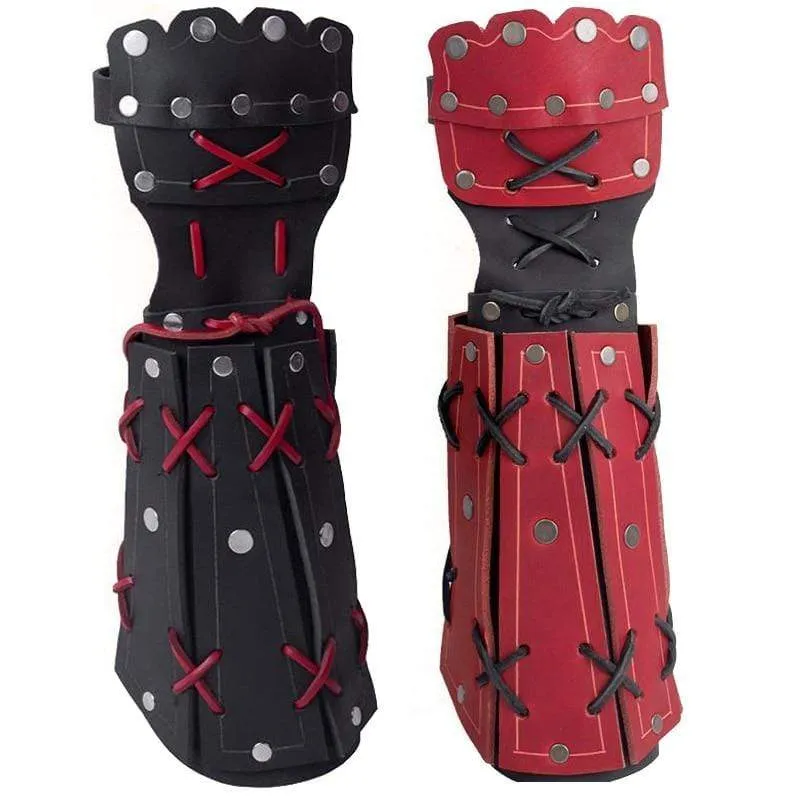 Mittelalterliche Samurai-Rüstung aus Leder, Armschiene, lange Handschuhe, Herren, Cosplay, Ritterstulpe, Schnürarmband, Steampunk-Zubehör, Vambraces