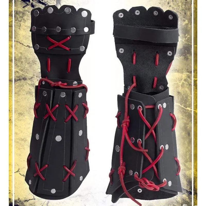 Mittelalterliche Samurai-Rüstung aus Leder, Armschiene, lange Handschuhe, Herren, Cosplay, Ritterstulpe, Schnürarmband, Steampunk-Zubehör, Vambraces