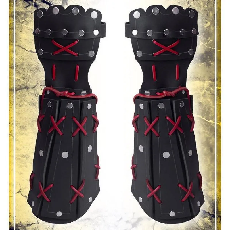 Mittelalterliche Samurai-Rüstung aus Leder, Armschiene, lange Handschuhe, Herren, Cosplay, Ritterstulpe, Schnürarmband, Steampunk-Zubehör, Vambraces