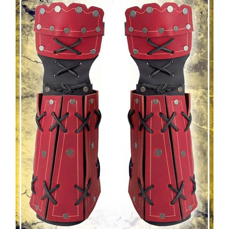 Mittelalterliche Samurai-Rüstung aus Leder, Armschiene, lange Handschuhe, Herren, Cosplay, Ritterstulpe, Schnürarmband, Steampunk-Zubehör, Vambraces