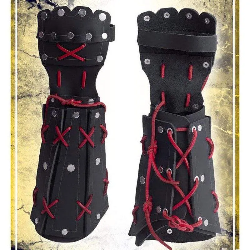 Mittelalterliche Samurai-Rüstung aus Leder, Armschiene, lange Handschuhe, Herren, Cosplay, Ritterstulpe, Schnürarmband, Steampunk-Zubehör, Vambraces