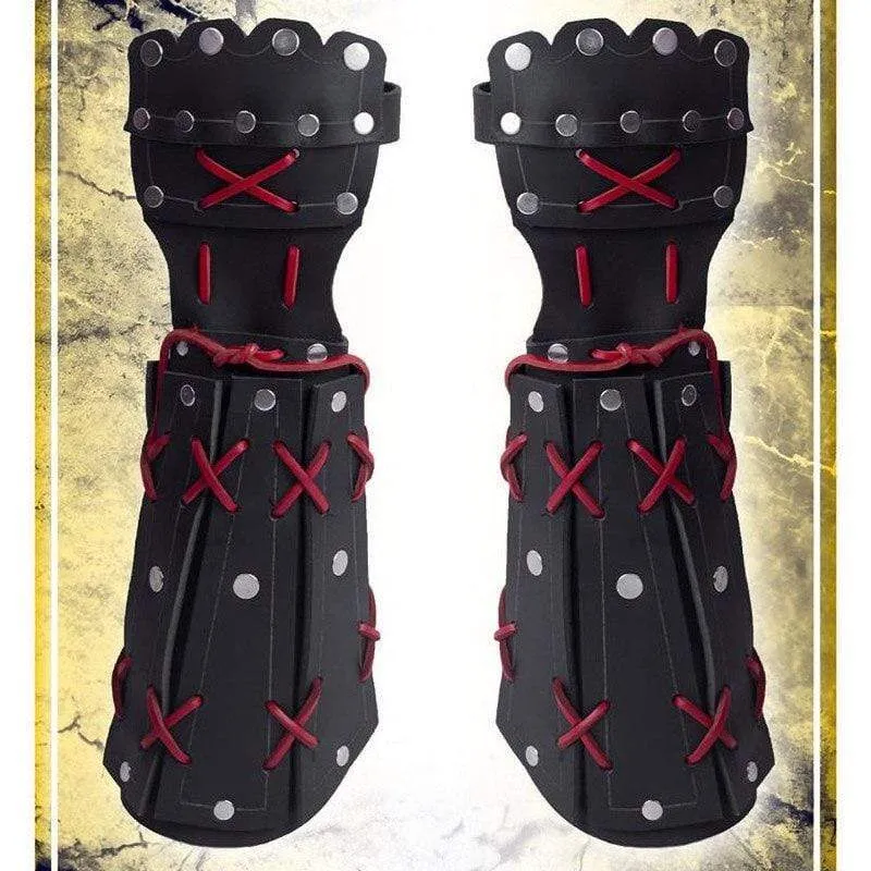 Mittelalterliche Samurai-Rüstung aus Leder, Armschiene, lange Handschuhe, Herren, Cosplay, Ritterstulpe, Schnürarmband, Steampunk-Zubehör, Vambraces