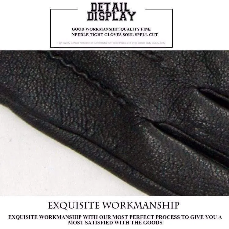 Winterhandschuhe aus Hirschleder für Herren, warm, weich, schwarzes Nähdesign, Herren-Fäustlinge imitieren Kaninchenhaar, 70 % Wollfutter-07