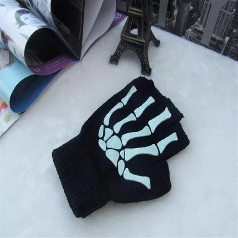 Halbfinger-Fahrradhandschuhe für Herren und Damen, Anti-Überspringen-Handschuhe zum Angeln, Wandern, Radfahren, Totenkopf-Handschuhe, schwarze Sporthandschuhe, Fahrradhandschuh