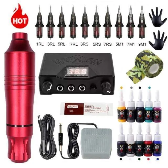 Komplette Tattoo-Maschine Kits Tattoo Netzteil Rotary Pen mit Patronennadeln Permanent Make-up Augenbrauen Tattoo Body Artist