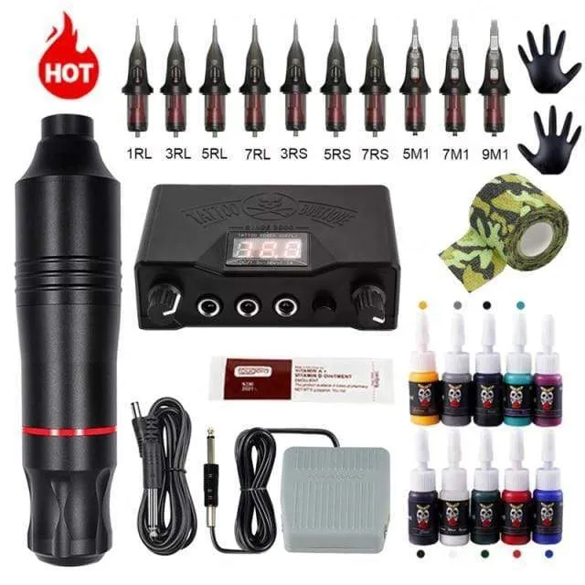 Komplette Tattoo-Maschine Kits Tattoo Netzteil Rotary Pen mit Patronennadeln Permanent Make-up Augenbrauen Tattoo Body Artist