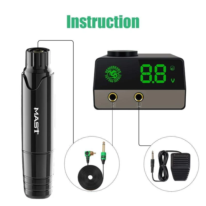 Professionelles Tattoo Kit Permanent Make-up Maschine Set Tattoo Drehstift LCD Netzteil für Tätowierer