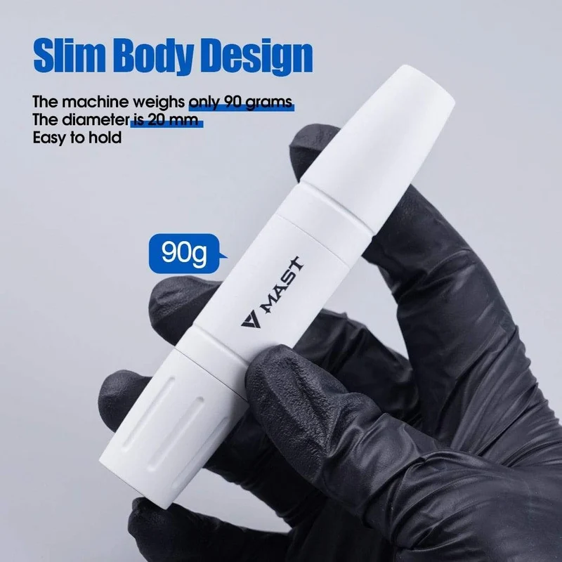 Mast Magi Makeup Rotary Tattoomaschine mit zwei Strichen, Stift, LCD-Stromversorgungsset mit Silikonhülle, Patronennadelset