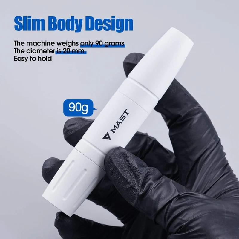 Mast Magi Makeup Rotary Tattoomaschine mit zwei Strichen, Stift, LCD-Stromversorgungsset mit Silikonhülle, Patronennadelset