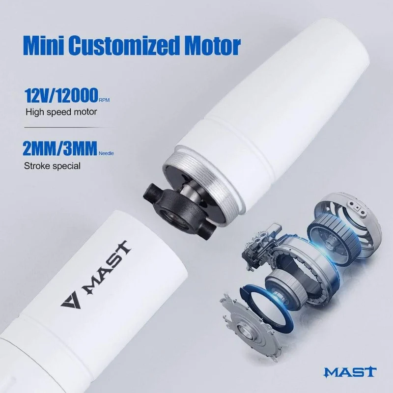 Mast Magi Makeup Rotary Tattoomaschine mit zwei Strichen, Stift, LCD-Stromversorgungsset mit Silikonhülle, Patronennadelset