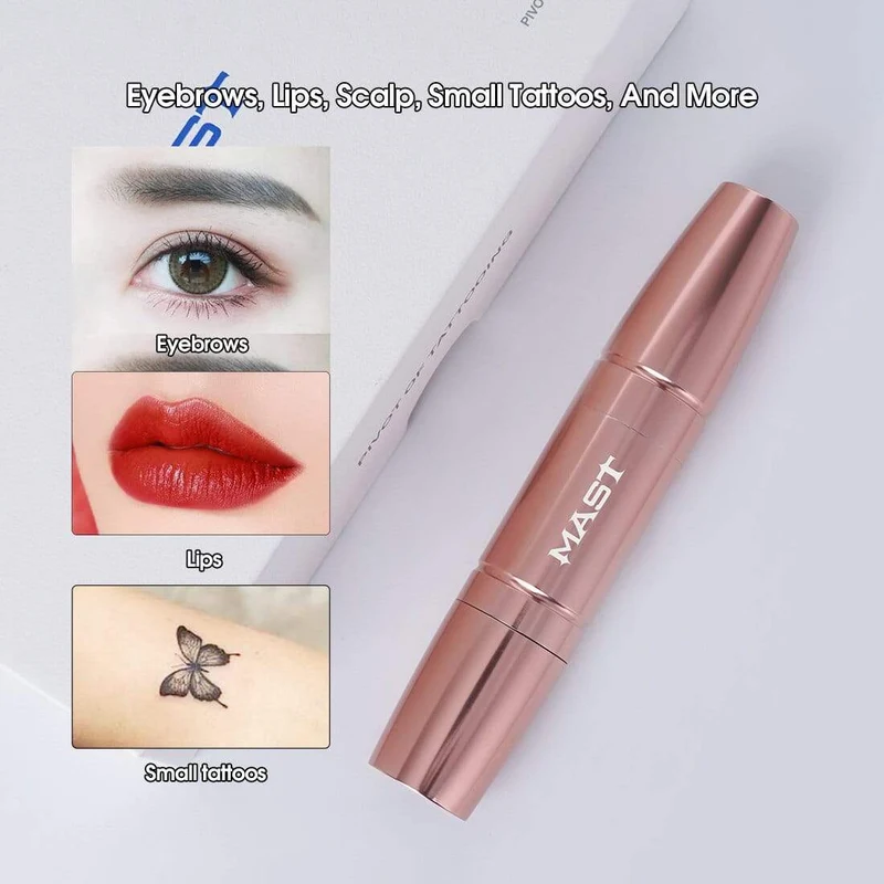 Rose Gold Farbe leistungsstarke RCA Permanent Make-up 2.0 und 3.0 Stoke Rotary Tattoo Gun Maschine Stift Augenbrauen Lippen Patrone