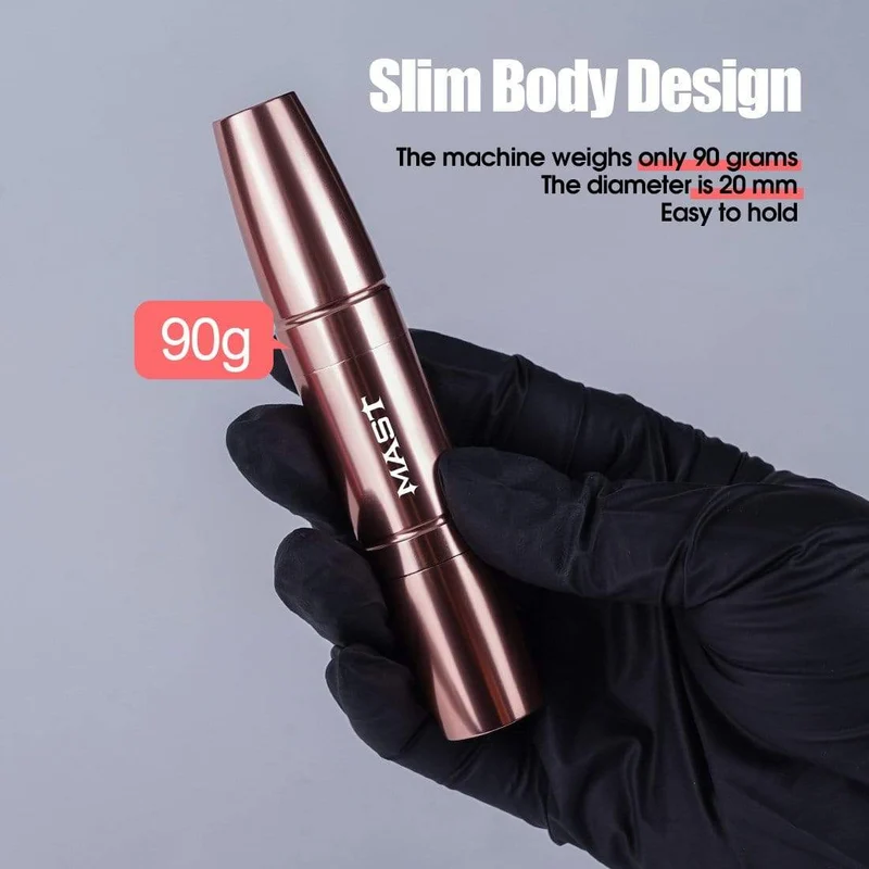 Rose Gold Farbe leistungsstarke RCA Permanent Make-up 2.0 und 3.0 Stoke Rotary Tattoo Gun Maschine Stift Augenbrauen Lippen Patrone