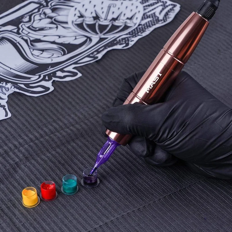 Rose Gold Farbe leistungsstarke RCA Permanent Make-up 2.0 und 3.0 Stoke Rotary Tattoo Gun Maschine Stift Augenbrauen Lippen Patrone