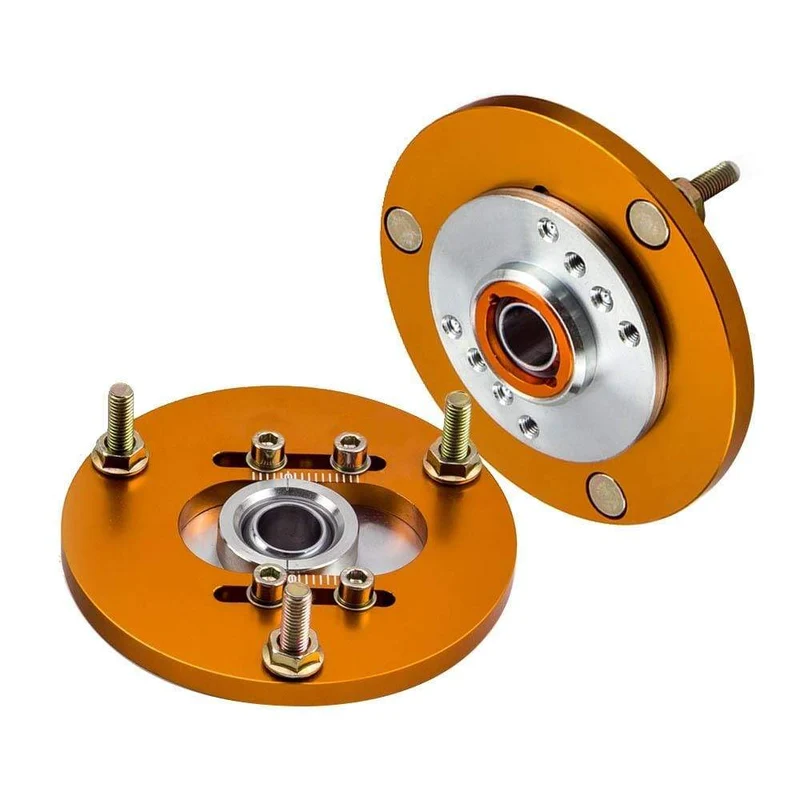 2 Stück vordere Gewindefahrwerks-Sturzplatten, obere Halterungen für BMW E36 3er-Serie, golden