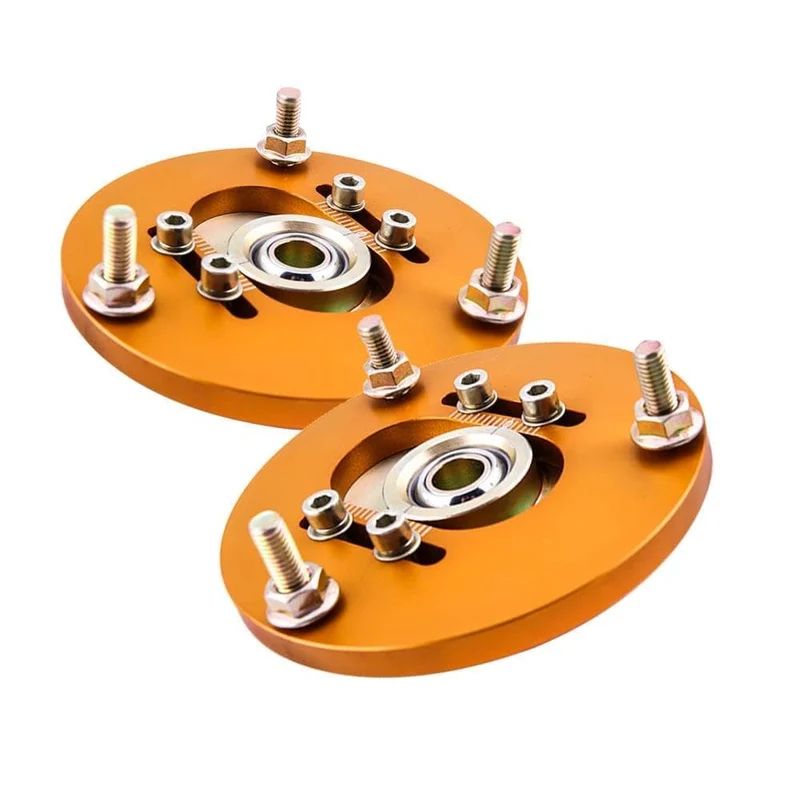 2 Stück vordere Gewindefahrwerks-Sturzplatten, obere Halterungen für BMW E36 3er-Serie, golden