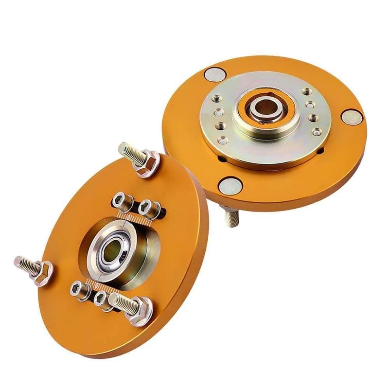 2 Stück vordere Gewindefahrwerks-Sturzplatten, obere Halterungen für BMW E36 3er-Serie, golden