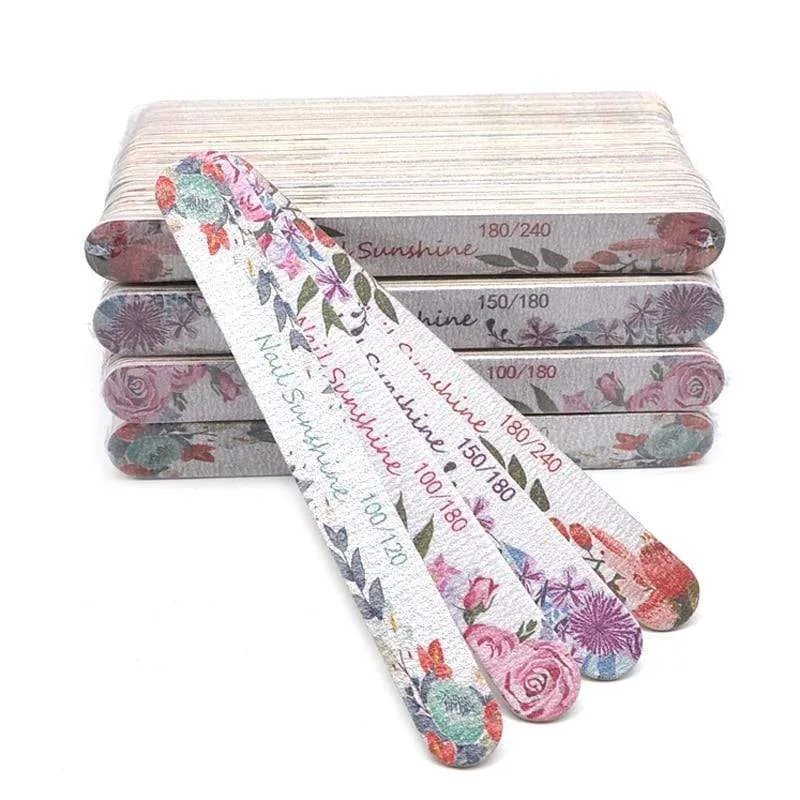 50 Teile/los Starke Holz Nagelfeilen Puffer Schmirgelbrett Rand Nägel Datei 100/120/150/180/240 Zubehör Salon Pediküre Werkzeuge