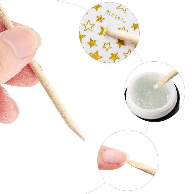 50/100 Stück Nagelhautschieber aus Holz, Nagelkunst-Design, orange Holzstäbchen, Strass-Punktur-Entfernung, Maniküre- und Pediküre-Pflegewerkzeuge