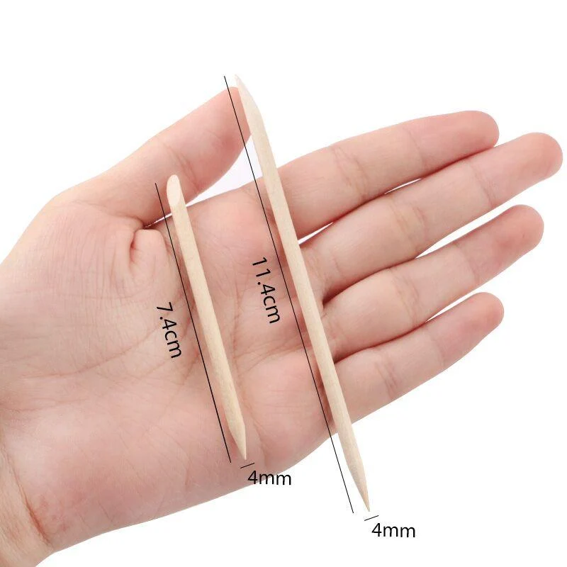 50/100 Stück Nagelhautschieber aus Holz, Nagelkunst-Design, orange Holzstäbchen, Strass-Punktur-Entfernung, Maniküre- und Pediküre-Pflegewerkzeuge