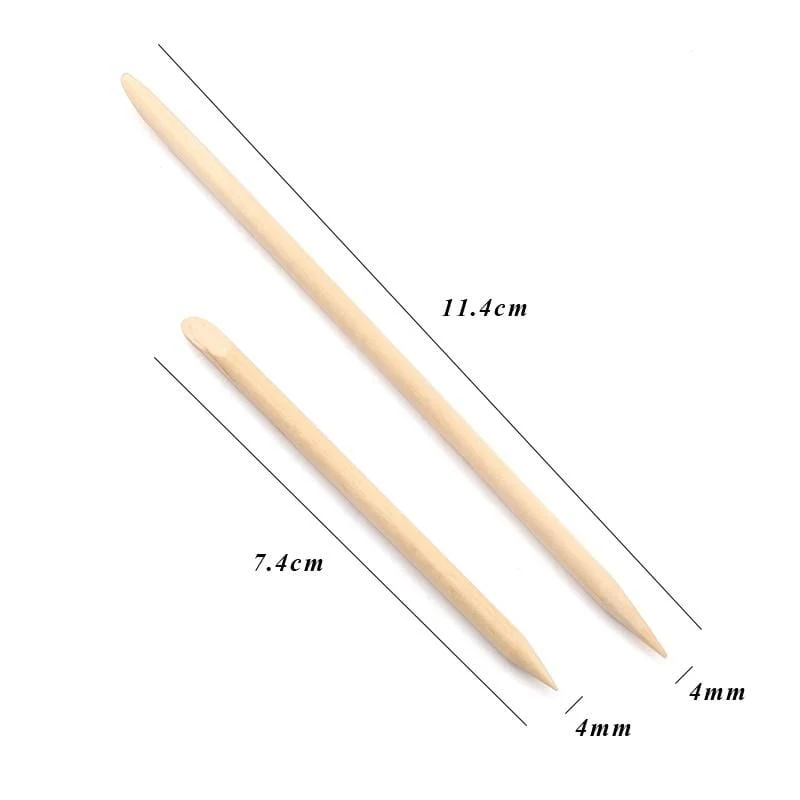 50/100 Stück Nagelhautschieber aus Holz, Nagelkunst-Design, orange Holzstäbchen, Strass-Punktur-Entfernung, Maniküre- und Pediküre-Pflegewerkzeuge