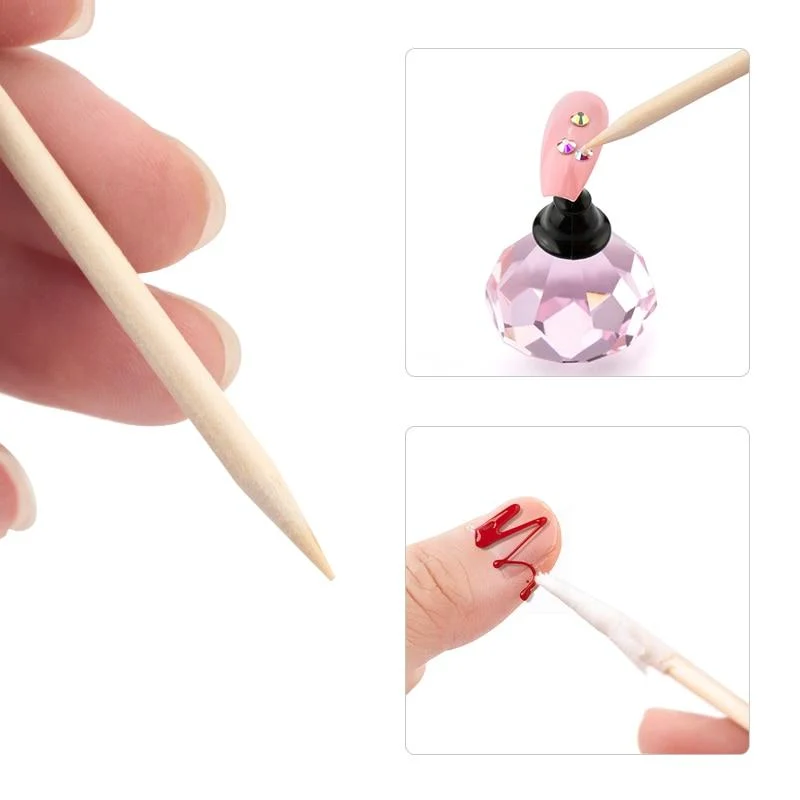 50/100 Stück Nagelhautschieber aus Holz, Nagelkunst-Design, orange Holzstäbchen, Strass-Punktur-Entfernung, Maniküre- und Pediküre-Pflegewerkzeuge