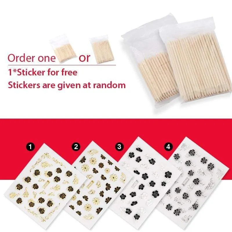 50/100 Stück Nagelhautschieber aus Holz, Nagelkunst-Design, orange Holzstäbchen, Strass-Punktur-Entfernung, Maniküre- und Pediküre-Pflegewerkzeuge