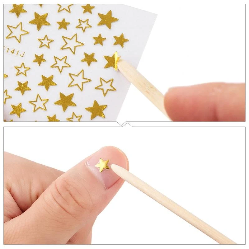 50/100 Stück Nagelhautschieber aus Holz, Nagelkunst-Design, orange Holzstäbchen, Strass-Punktur-Entfernung, Maniküre- und Pediküre-Pflegewerkzeuge