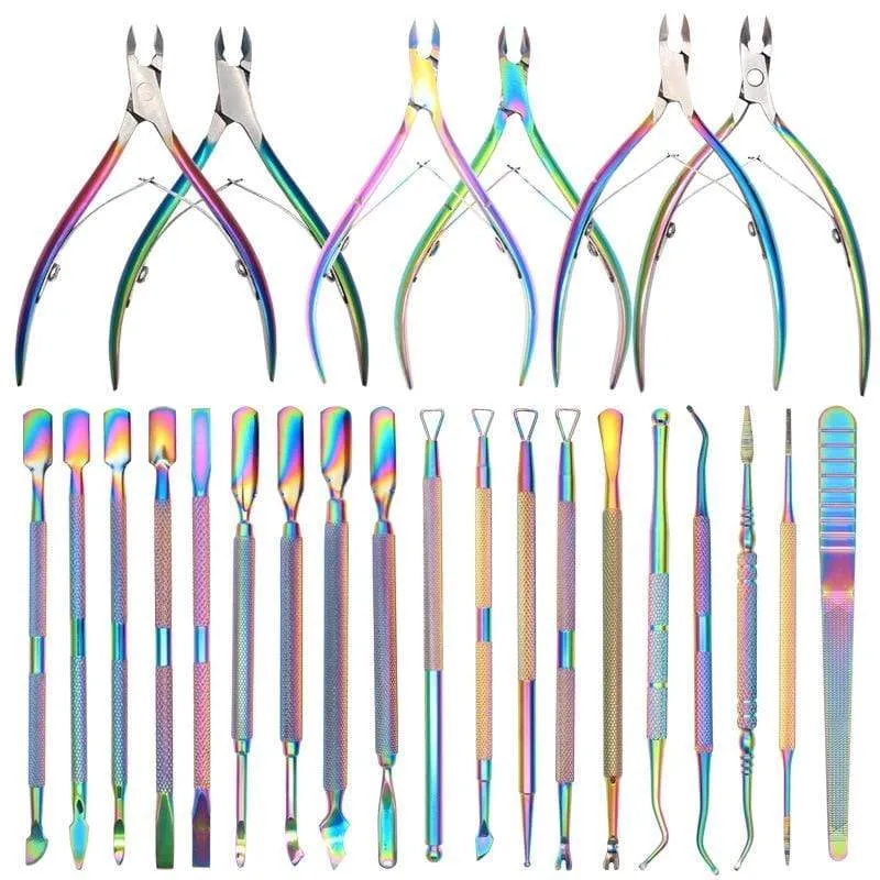 1 stücke Doppelseitige Edelstahl Nagelhautschieber Abgestorbene Haut Push-Entferner Für Pediküre Maniküre Nail Art Reiniger Pflegewerkzeug