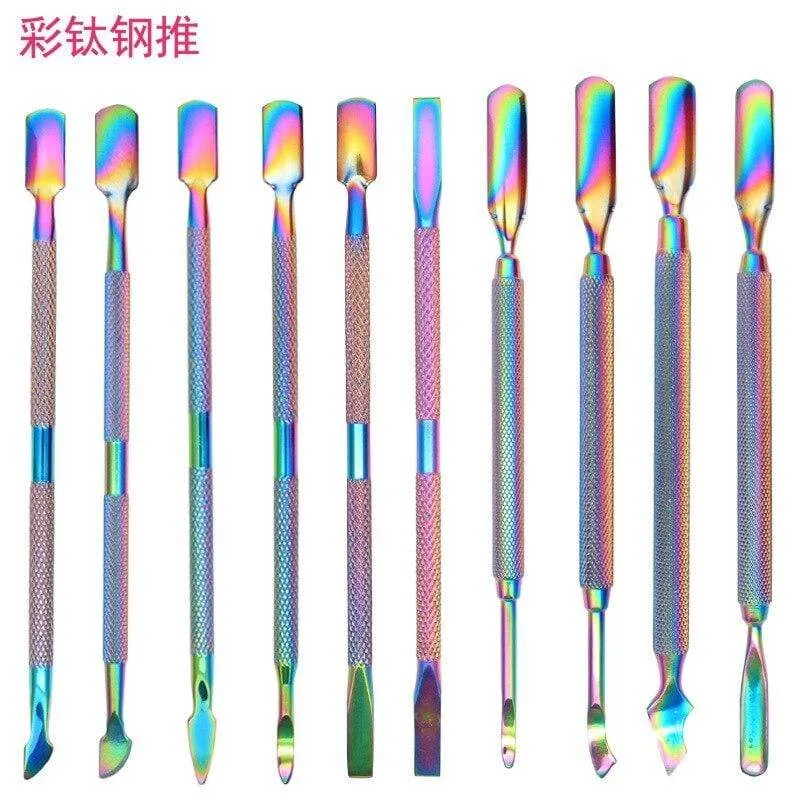 1 stücke Doppelseitige Edelstahl Nagelhautschieber Abgestorbene Haut Push-Entferner Für Pediküre Maniküre Nail Art Reiniger Pflegewerkzeug