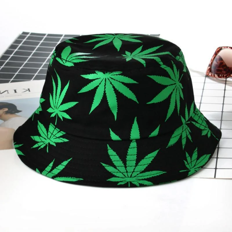 Blatt Panama Eimer Hut Frauen Männer Hip Hop Cap Paar Sommer Baumwolle Angeln Hut Sonne Flache Top Fischer Hüte Caps boonie Geschenk