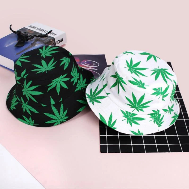 Blatt Panama Eimer Hut Frauen Männer Hip Hop Cap Paar Sommer Baumwolle Angeln Hut Sonne Flache Top Fischer Hüte Caps boonie Geschenk