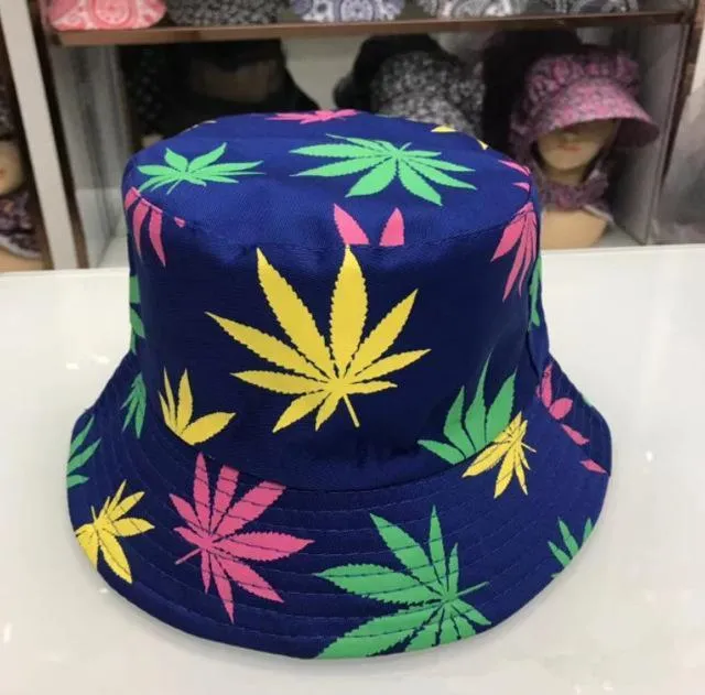 Blatt Panama Eimer Hut Frauen Männer Hip Hop Cap Paar Sommer Baumwolle Angeln Hut Sonne Flache Top Fischer Hüte Caps boonie Geschenk