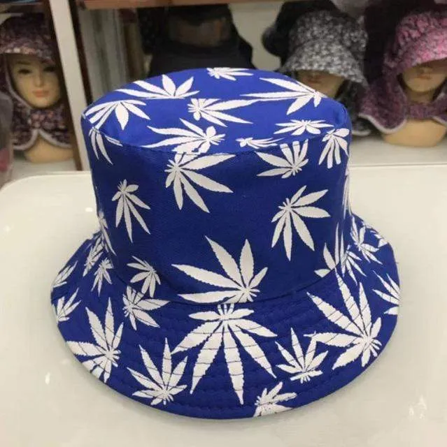 Blatt Panama Eimer Hut Frauen Männer Hip Hop Cap Paar Sommer Baumwolle Angeln Hut Sonne Flache Top Fischer Hüte Caps boonie Geschenk