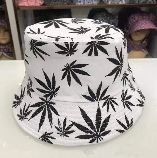 Blatt Panama Eimer Hut Frauen Männer Hip Hop Cap Paar Sommer Baumwolle Angeln Hut Sonne Flache Top Fischer Hüte Caps boonie Geschenk