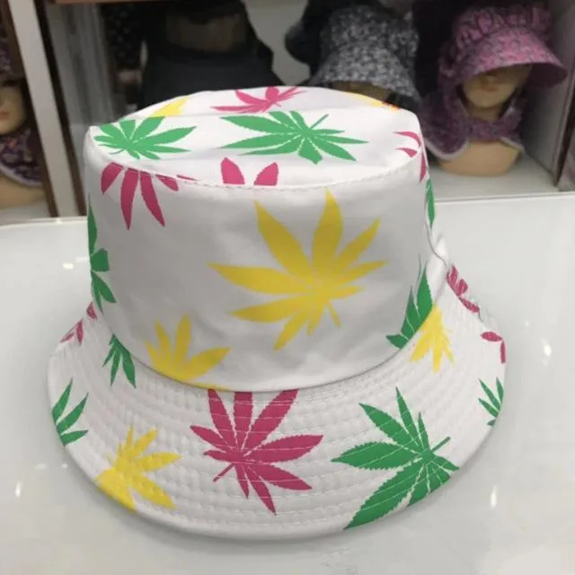 Blatt Panama Eimer Hut Frauen Männer Hip Hop Cap Paar Sommer Baumwolle Angeln Hut Sonne Flache Top Fischer Hüte Caps boonie Geschenk
