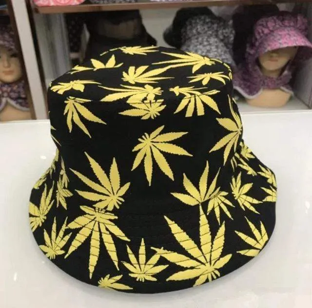 Blatt Panama Eimer Hut Frauen Männer Hip Hop Cap Paar Sommer Baumwolle Angeln Hut Sonne Flache Top Fischer Hüte Caps boonie Geschenk
